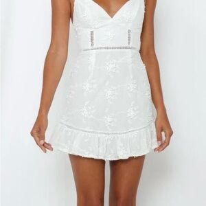 Hello Molly White Floral Lace Mini Dress